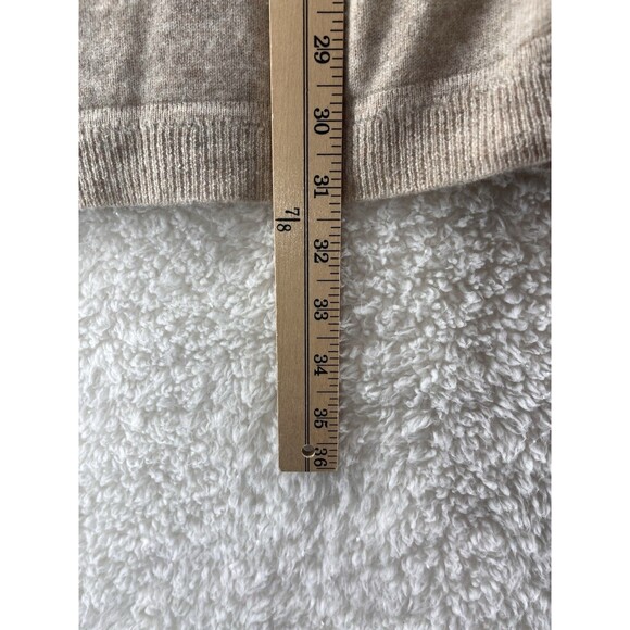 Garnet Hill Women's Large Cashmere Turtleneck Sweater Poncho Cape Minimalist Tan - Picture 5 of 6